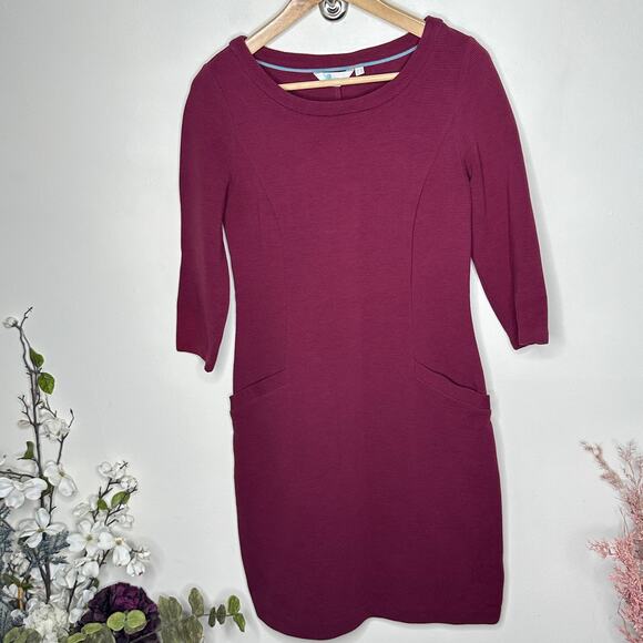 BODEN Jasmine Ottoman Shift Dress Mulled Wine Red Purple Sz 4 Regular {3W10} - Picture 2 of 5